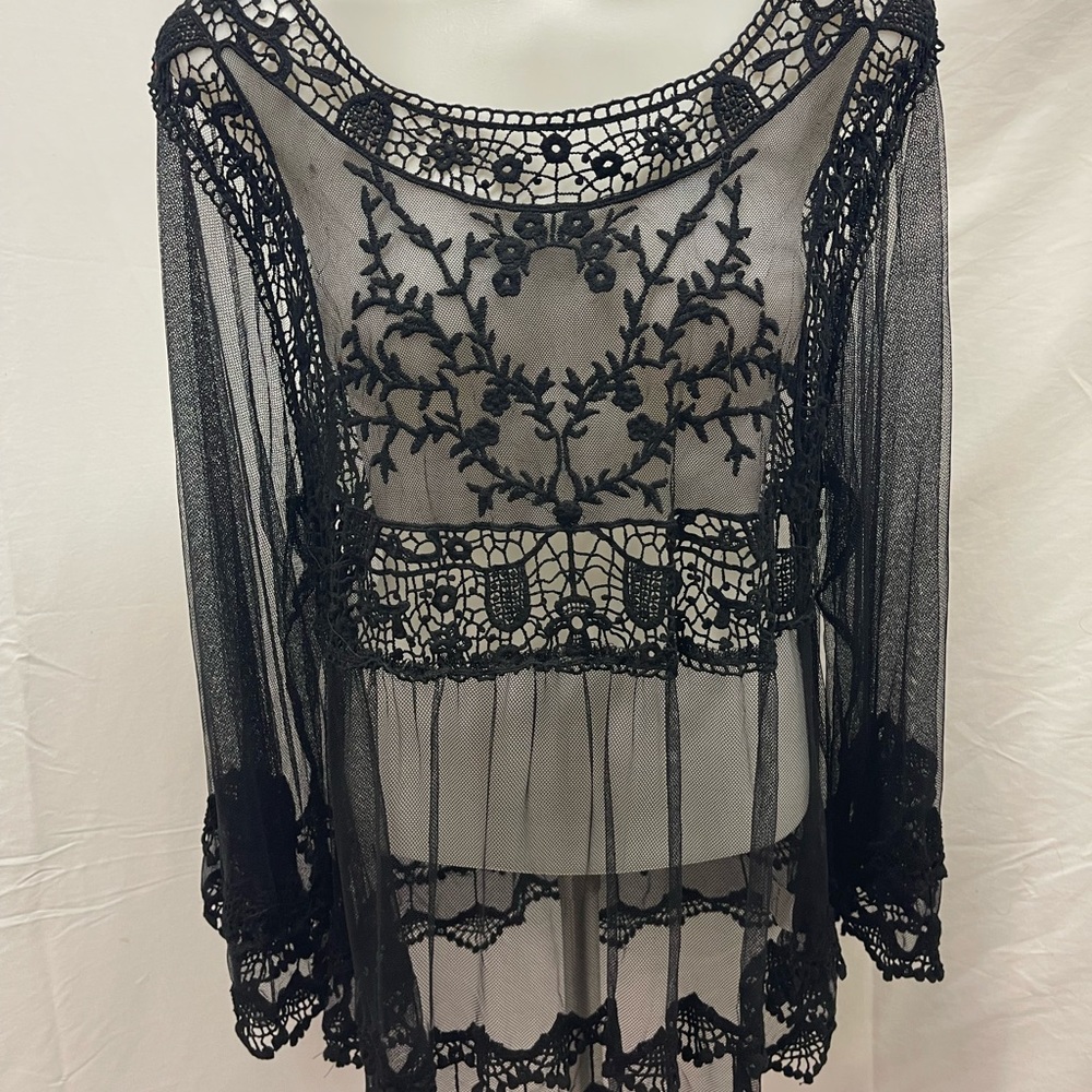 Elegant Black Sheer Lace Top
